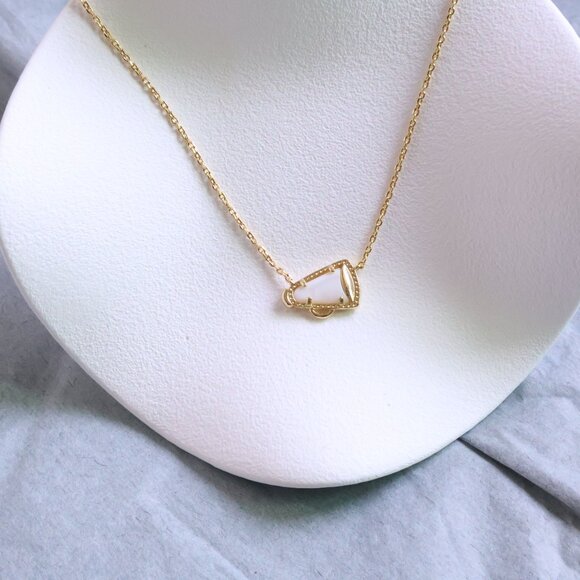 Gold Cheer White Mother-of-Pearl Pendant Necklace - Picture 2 of 2